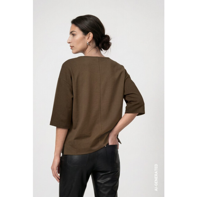 Monari  sweatshirt met juweel-detail 809855 618 olive 06721.368.0001 large