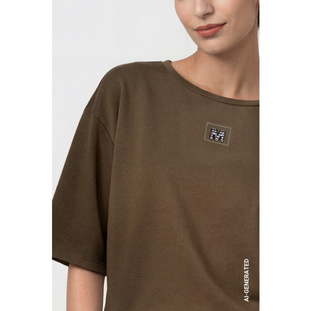 Monari  sweatshirt met juweel-detail 809855 618 olive 06721.368.0001 large