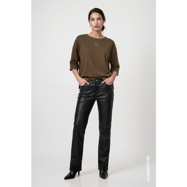 Monari  sweatshirt met juweel-detail 809855 618 olive 06721.368.0001 large