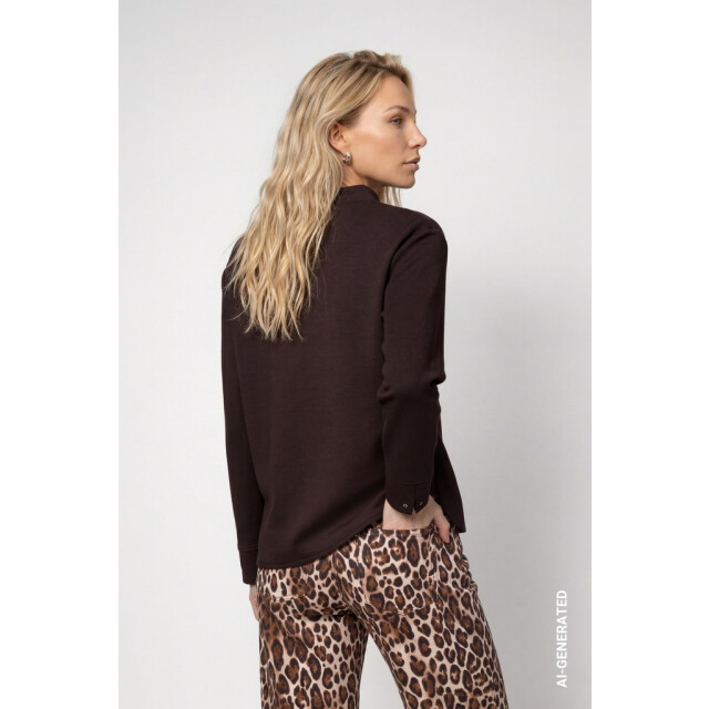 Monari  sweatshirt with stand-up 809856 567 black coffee 06721.882.0013 large