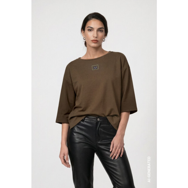 Monari  sweatshirt met juweel-detail 809855 618 olive 06721.368.0001 large