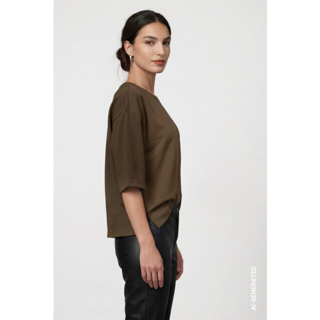 Monari  sweatshirt met juweel-detail 809855 618 olive 06721.368.0001 large