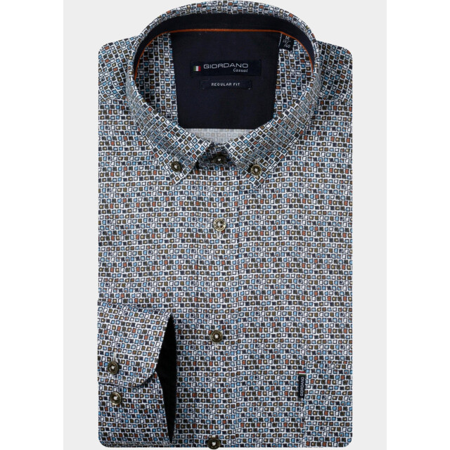 Giordano Overhemd heren dino satin strech graphic pri 627025/70 213093 large