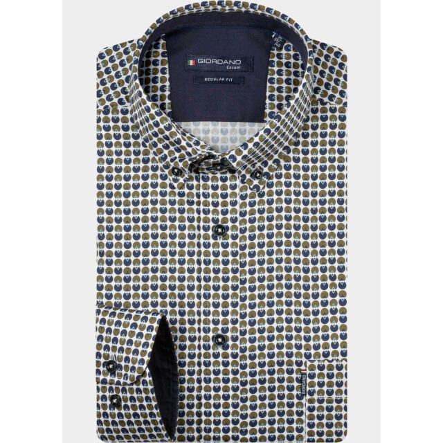 Giordano Overhemd heren dino satin stretch graphic pr 627021/70 213080 large