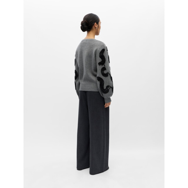Object objfarah l/s re knit pullover 147 n 23050203 medium grey melange 06712.949.0015 large