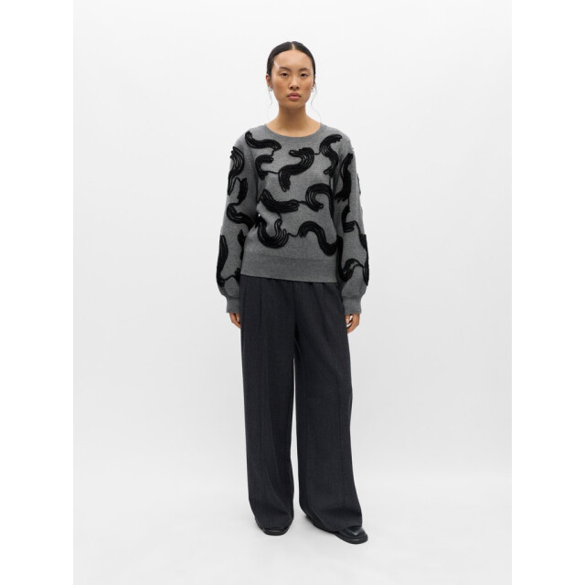 Object objfarah l/s re knit pullover 147 n 23050203 medium grey melange 06712.949.0015 large