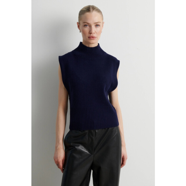 Second Female 61372 longo knit t-neck vest 5994 night sky 06713.261.0003 large