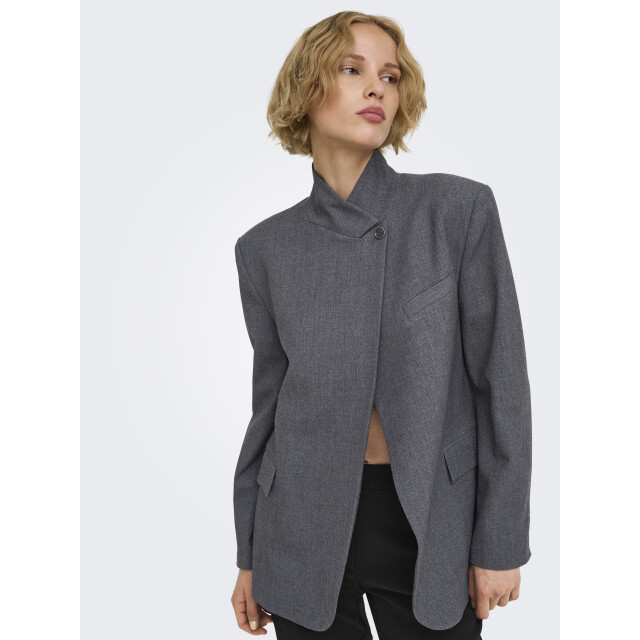 Jacqueline de Yong valerie high neck blazer pnt 15385459 dark grey melange 06228.970.0004 large