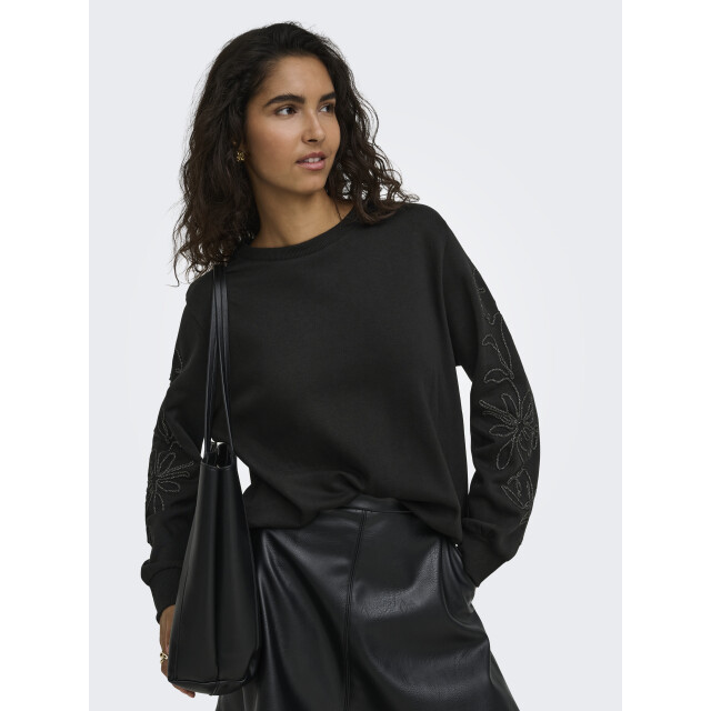 Jacqueline de Yong mesa mindy l/s emb sweat jrs 15376644 black 06721.999.0003 large