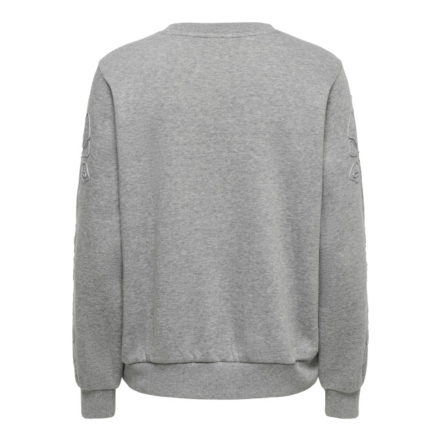 Jacqueline de Yong mesa mindy l/s emb sweat jrs 15376644 medium grey melange 06721.949.0005 large