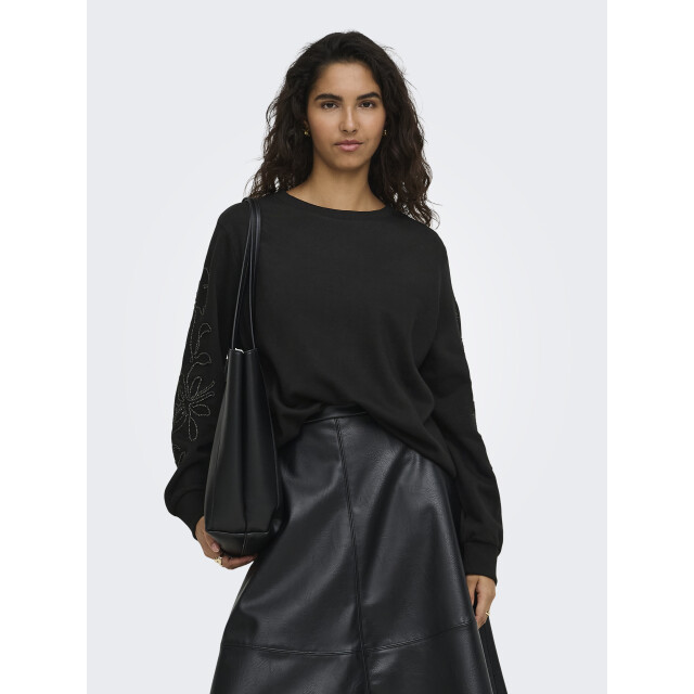 Jacqueline de Yong mesa mindy l/s emb sweat jrs 15376644 black 06721.999.0003 large