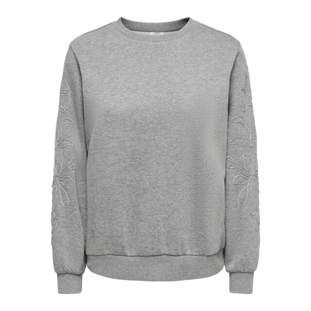 Jacqueline de Yong mesa mindy l/s emb sweat jrs 15376644 medium grey melange 06721.949.0005 large