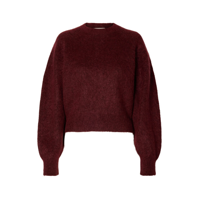 Selected Femme slwmira ls knit short o-neck noos 16102233 tawny port 06712.840.0177 large