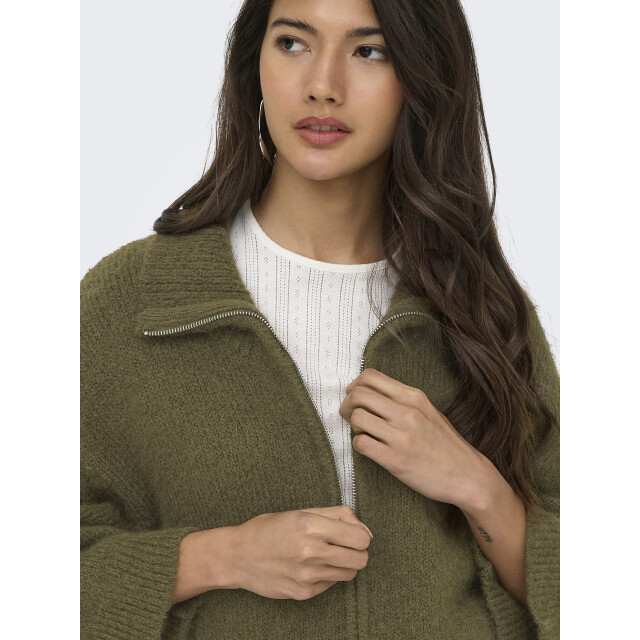 Only onlmaggie 3/4 wide zip cardi cc knt 15375131 beech 06741.369.0158 large