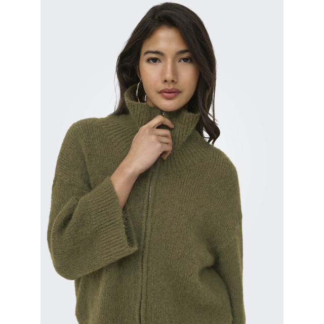 Only onlmaggie 3/4 wide zip cardi cc knt 15375131 beech 06741.369.0158 large
