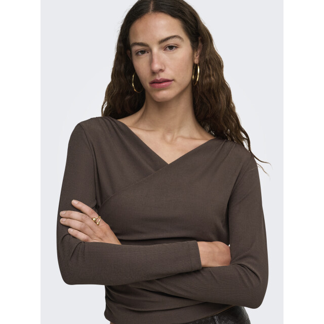 Only onllexi l/s wrap top jrs 15383493 coffee bean 06012.882.0145 large