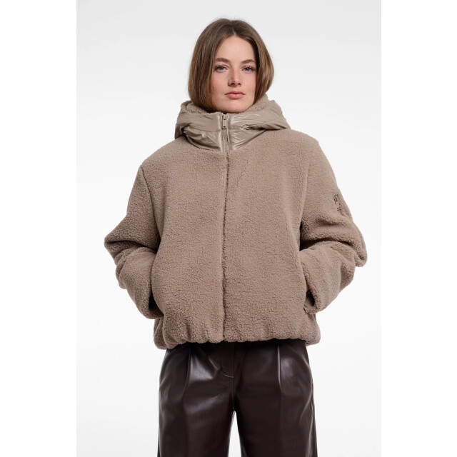Rino & Pelle Jayla.7002613 rino en pelle mixed material jacket with hood mocha latte Jayla.7002613 Mocha latte large