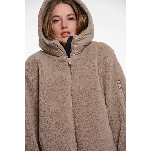 Rino & Pelle Jayla.7002613 rino en pelle mixed material jacket with hood mocha latte Jayla.7002613 Mocha latte large
