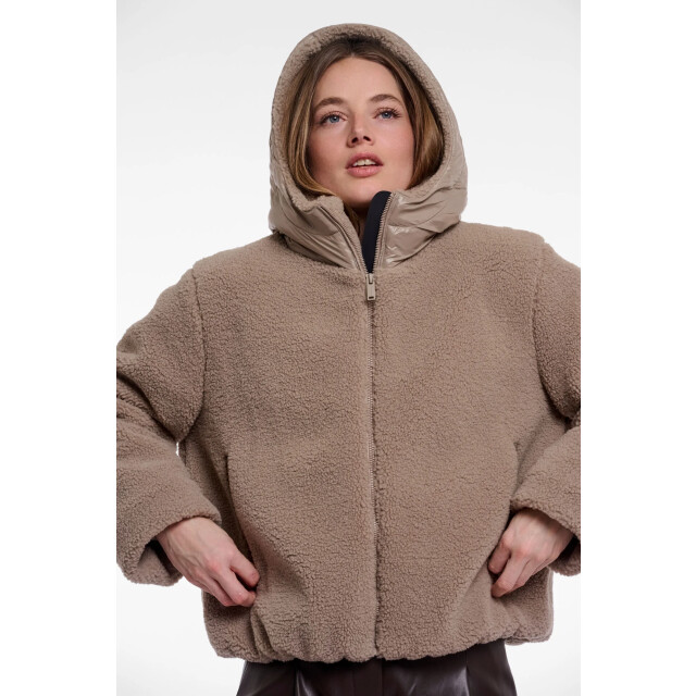 Rino & Pelle Jayla.7002613 rino en pelle mixed material jacket with hood mocha latte Jayla.7002613 Mocha latte large