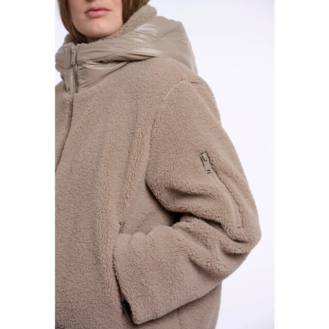 Rino & Pelle Jayla.7002613 rino en pelle mixed material jacket with hood mocha latte Jayla.7002613 Mocha latte large