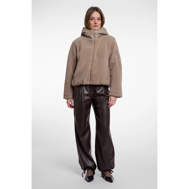 Rino & Pelle Jayla.7002613 rino en pelle mixed material jacket with hood mocha latte Jayla.7002613 Mocha latte large