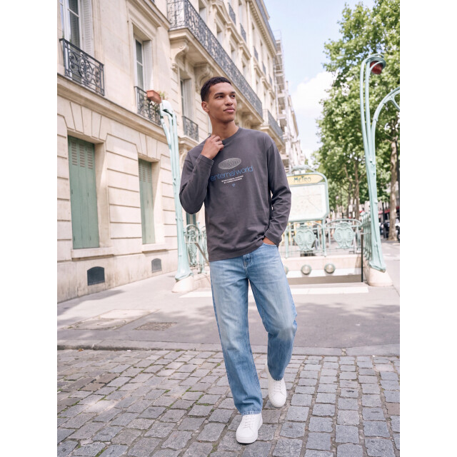 Jack & Jones Heren longsleeve t-shirt jcobarron print 12318058-Asphalt large