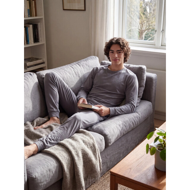 Jack & Jones Heren lounge pyjama set lang polyester effen 12268536-Turbulence large
