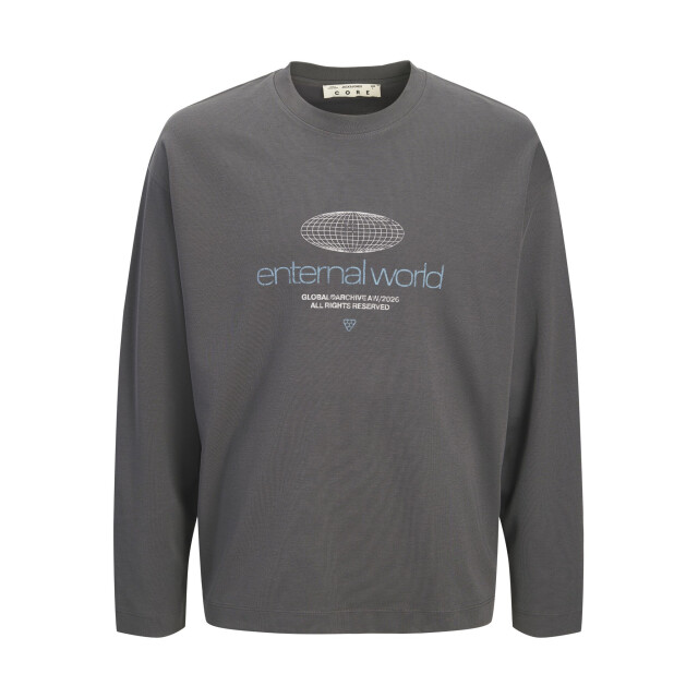Jack & Jones Heren longsleeve t-shirt jcobarron print 12318058-Asphalt large