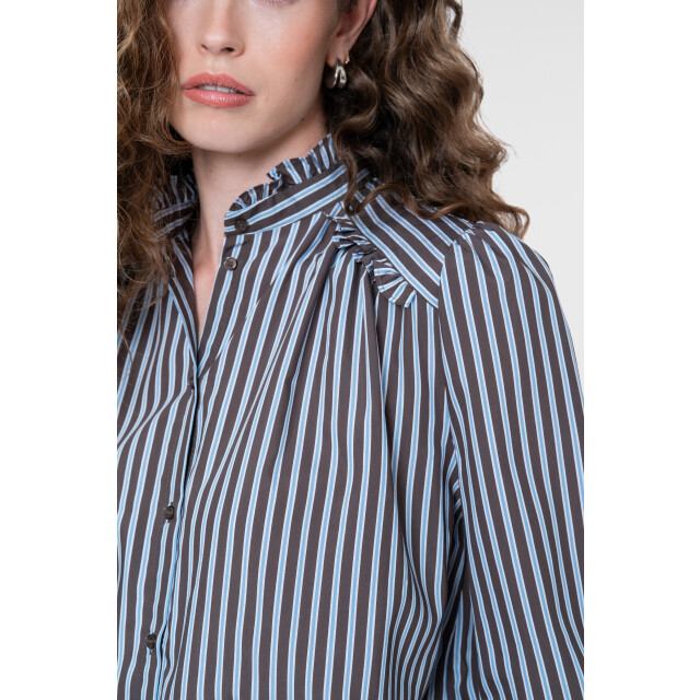 Geisha blouse stripes and ruffles 63823-14 625 blue brown 06615.240.0093 large