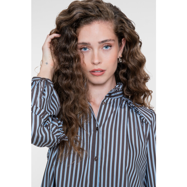Geisha blouse stripes and ruffles 63823-14 625 blue brown 06615.240.0093 large