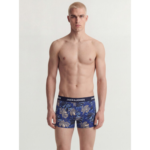 Jack & Jones Heren boxershorts trunks jachendo 5-pack blauw/groen bladeren print 12299176-Vetiver large