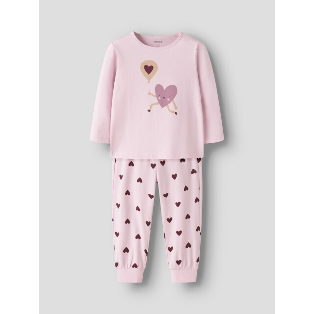 Name It Meisjes lange pyjama set nmfnightset cutie heart hartjes print 13258438-Parfait Pink large