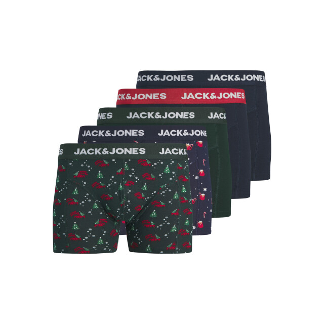 Jack & Jones Heren kerst boxershorts trunks jacxmas 5-pack donkerblauw/donkergroen 12298685-Navy Blazer large