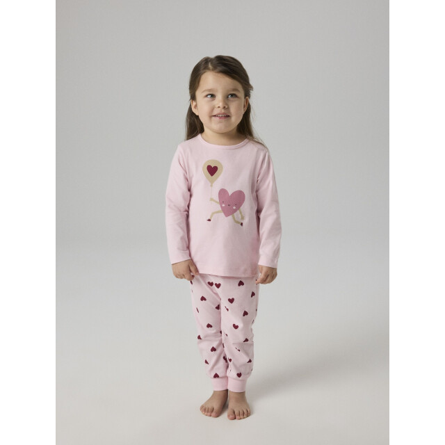 Name It Meisjes lange pyjama set nmfnightset cutie heart hartjes print 13258438-Parfait Pink large