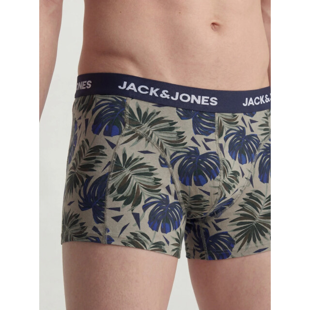 Jack & Jones Heren boxershorts trunks jachendo 5-pack blauw/groen bladeren print 12299176-Vetiver large