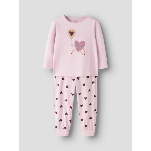 Name It Meisjes lange pyjama set nmfnightset cutie heart hartjes print 13258438-Parfait Pink large
