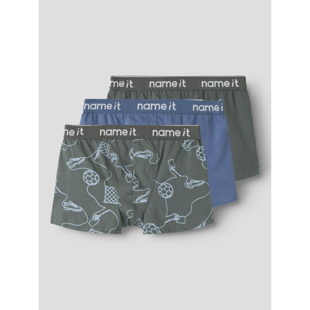 Name It Jongens boxershorts trunks nkmboxer kick off 3-pack voetbal print grijs/blauw 13257781-Urban Chic large