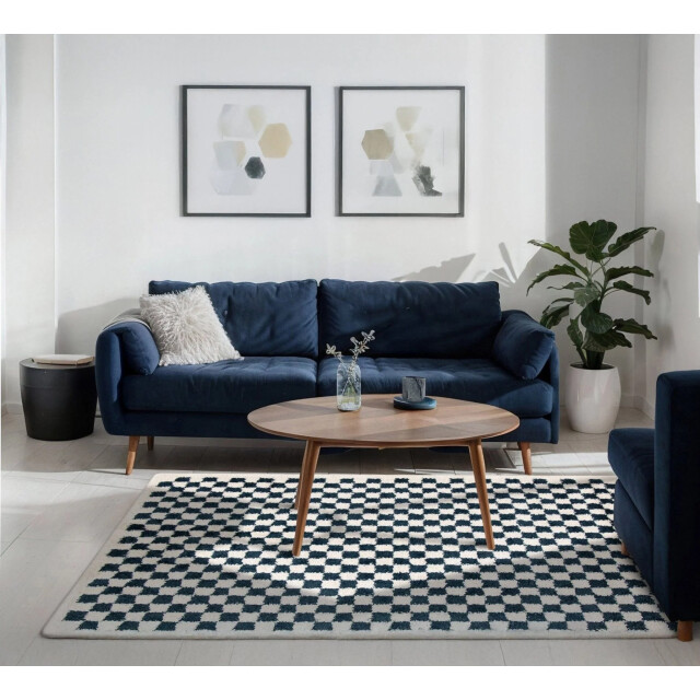 AFK Living Hoogpolig ruitmotief tapijt zacht en volumineus checkers 3695113 large