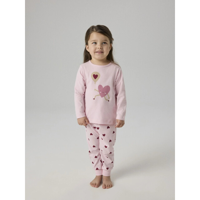 Name It Meisjes lange pyjama set nmfnightset cutie heart hartjes print 13258438-Parfait Pink large