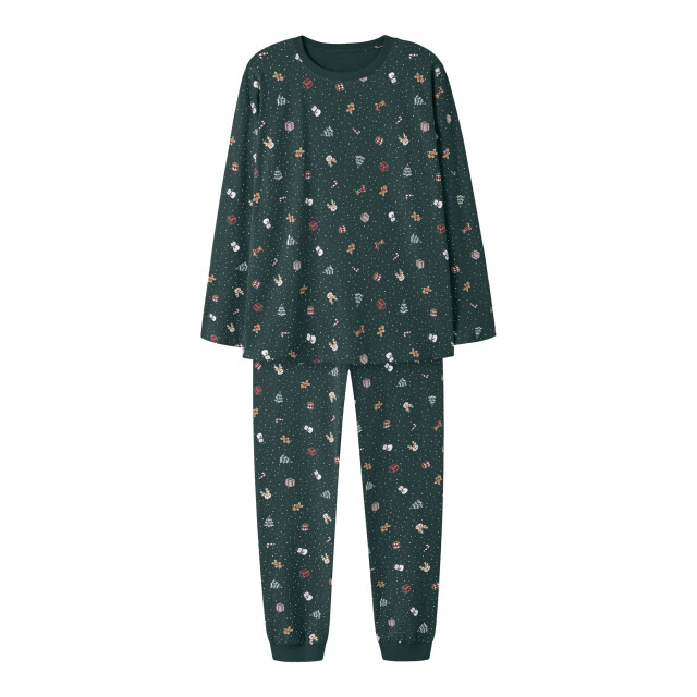 Name It Dames/heren kerst pyjama set lang nanvismas groen 13234978-Botanical Garden large