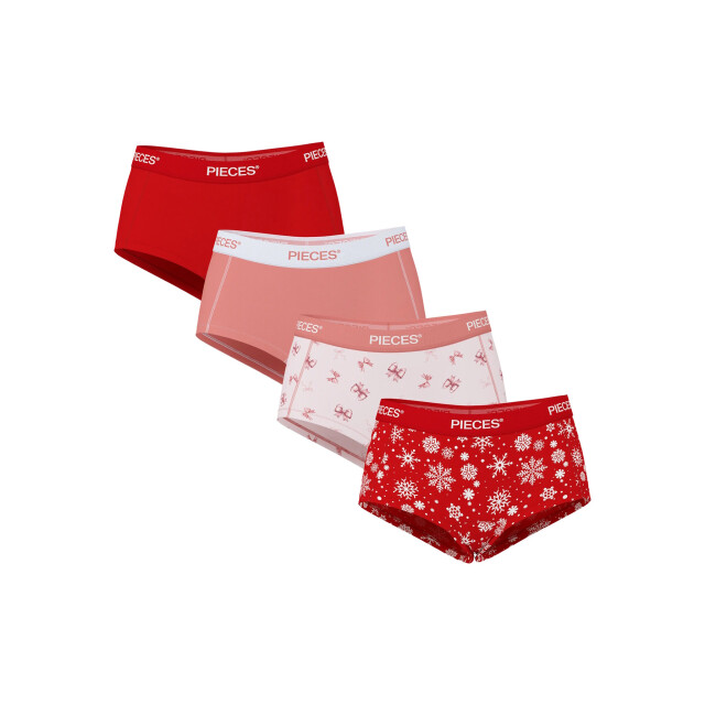 Pieces Dames hipster pclogo 4-pack effen rood/roze/strikjes print/sneeuwvlokken print 17156060-Adrenaline Rush large