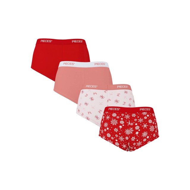 Pieces Dames hipster pclogo 4-pack effen rood/roze/strikjes print/sneeuwvlokken print 17156060-Adrenaline Rush large