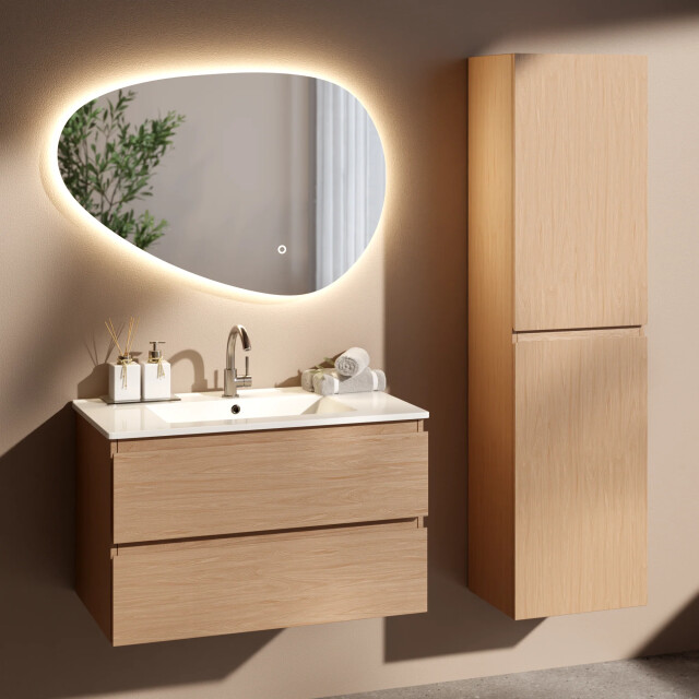 Mirlux Badkamermeubelset avello 80cm licht eiken wastafel wit 3627168 large