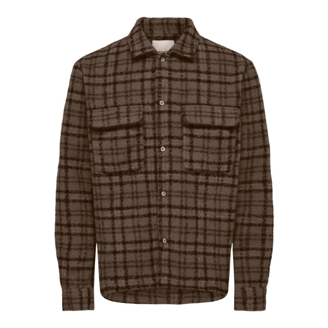 Only & Sons onsluigi ls boucle reg overshirt 22039262 coffee bean 05633.882.0006 large