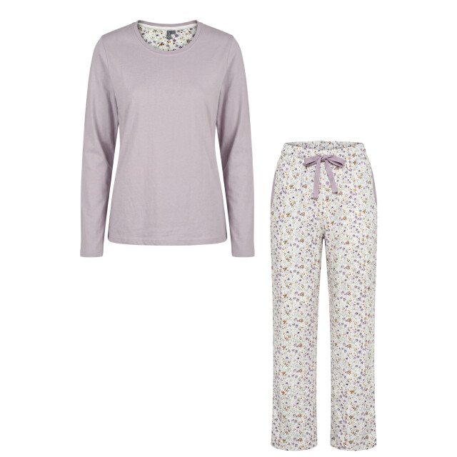 By Louise Dames pyjama set lang katoen gebloemd lila BL-6330-02 large