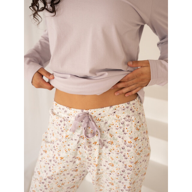 By Louise Dames pyjama set lang katoen gebloemd lila BL-6330-02 large