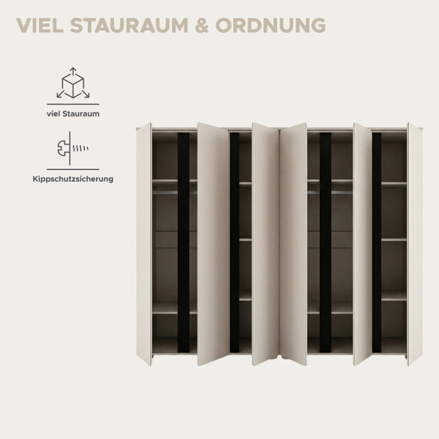 Furnilux Amara kledingkastcombinatie 242 cm – 2-delig met 6 deuren 3733174 large
