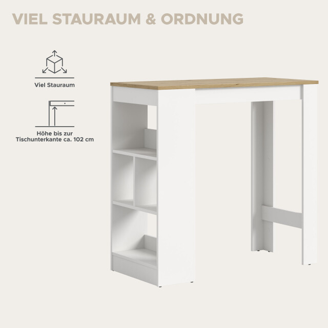 Furnilux Urban bar-/esstisch in wit – 105x103x51 cm met 4 zijvakken 3733169 large