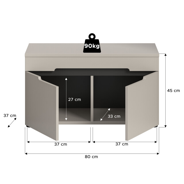 Furnilux Canu zitbank in – garderobebank met 2 deuren (60x45x37 cm) 3733141 large