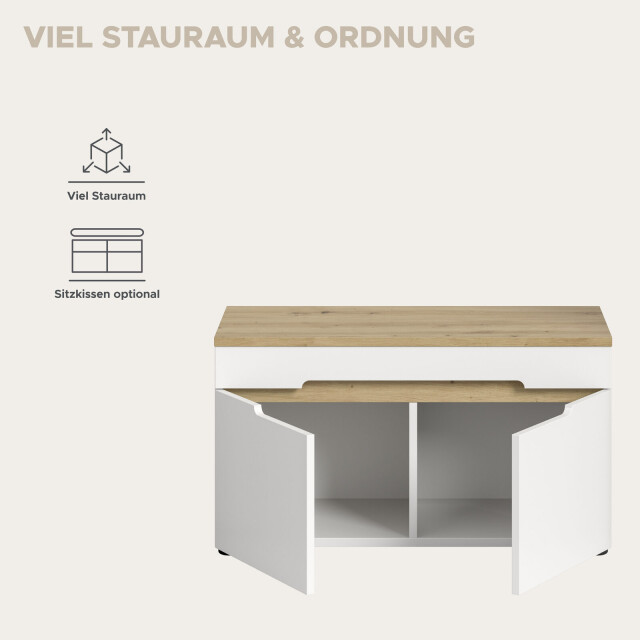 Furnilux Canu sitzbank wit | 60x45x37 cm met 2 deuren en soft-close 3733136 large